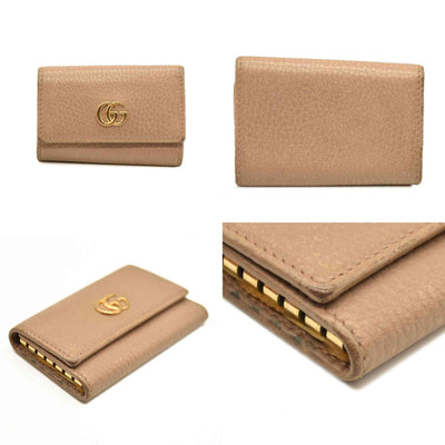 GUCCI GG Marmont Leather 6 Rings Key Case Beige