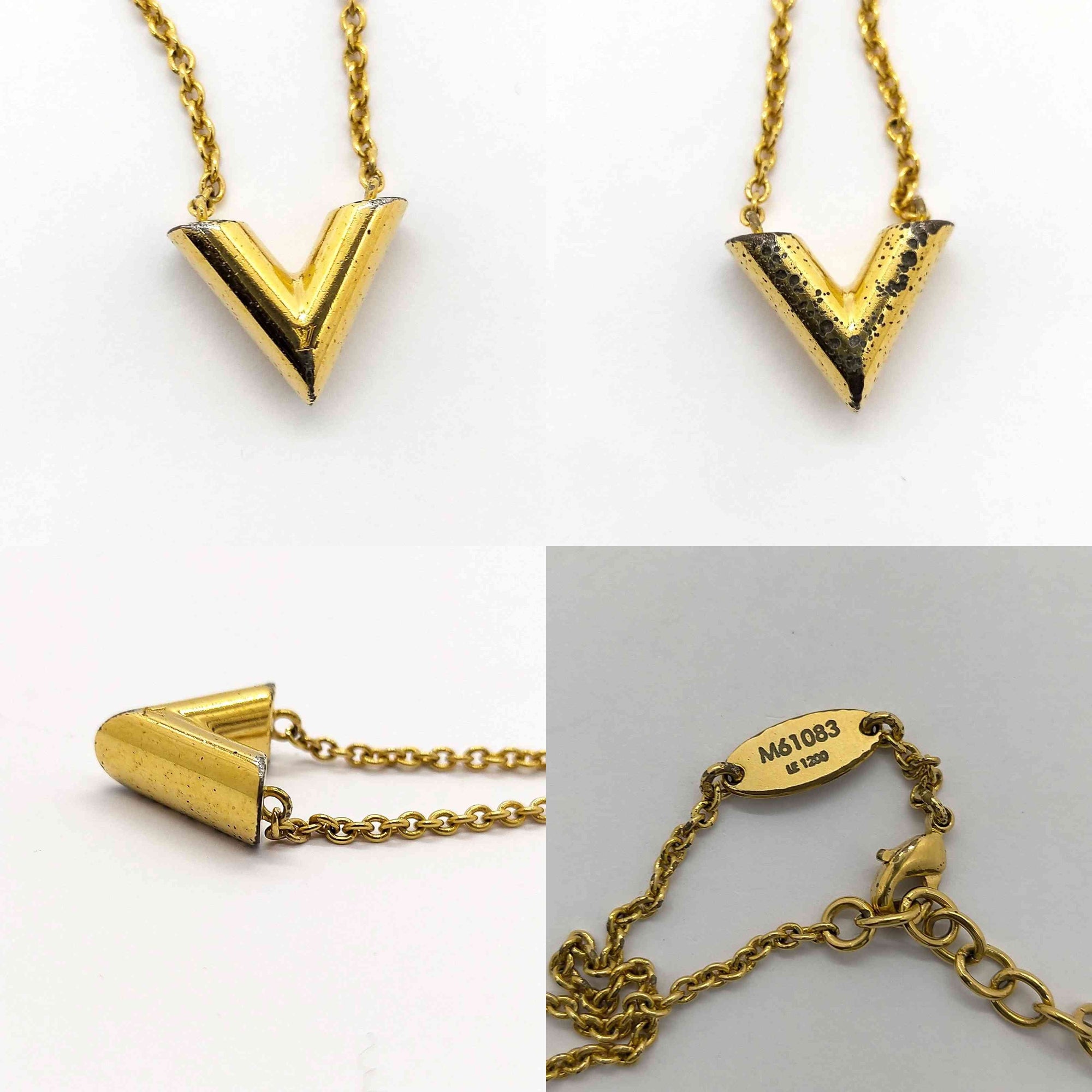 $520 2020 Louis Vuitton Essential V Necklace Gold LE1200