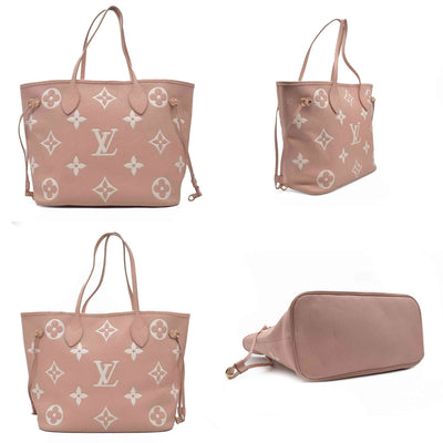 $3050 Louis Vuitton Empreinte Monogram Giant Neverfull MM Trianon Pink Cream