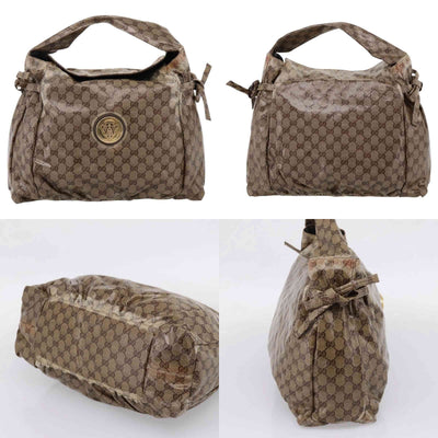 $750 Gucci Hysteria Fold Over Hobo GG Coated Canvas Medium