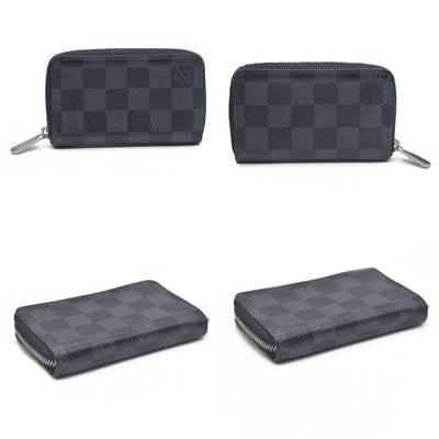 Louis Vuitton Damier Graphite Zippy Zip Coin Purse Wallet Black MI4101