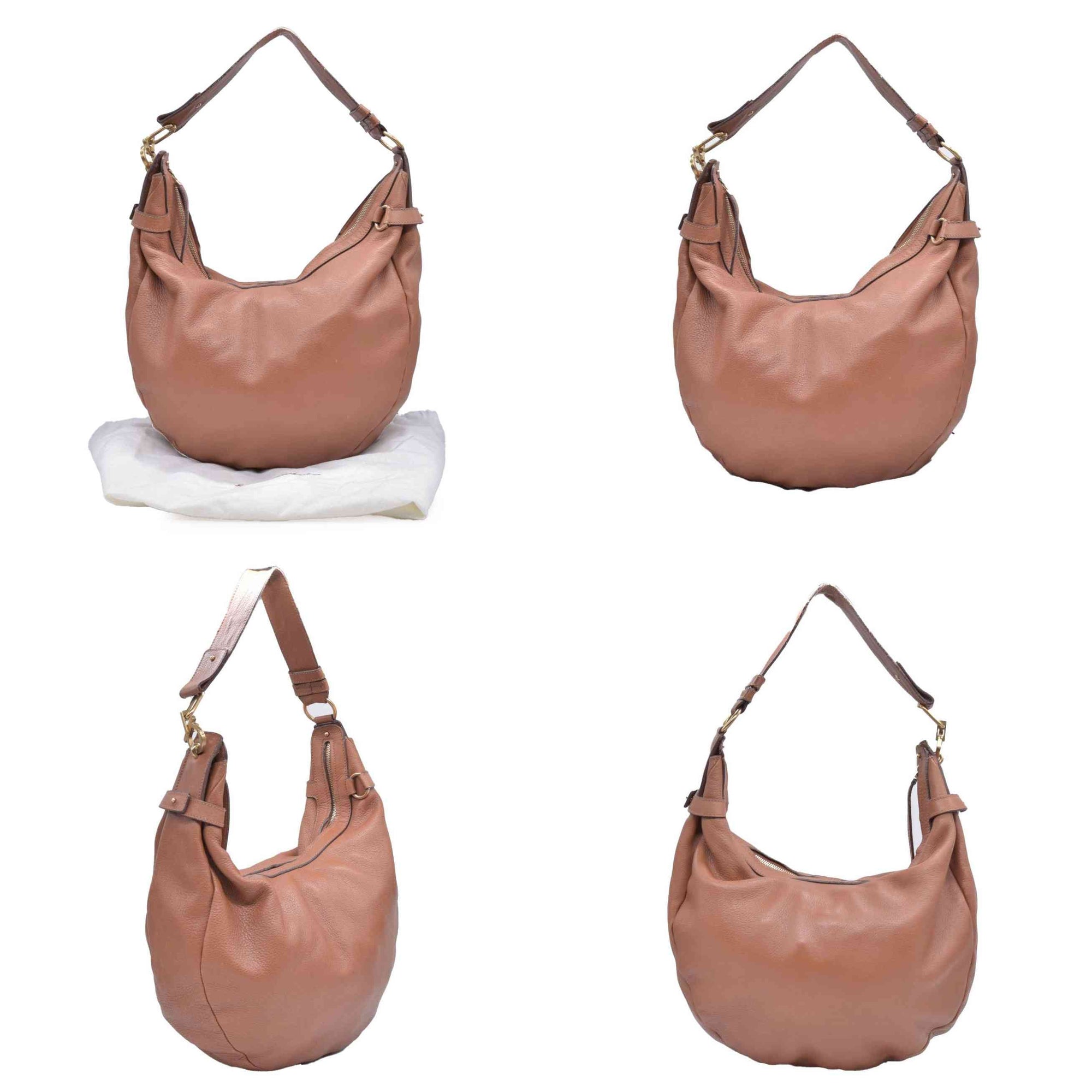 $2100 SALVATORE FERRAGAMO Logo Hobo Hand Bag Leather Brown CONSIGNMENT