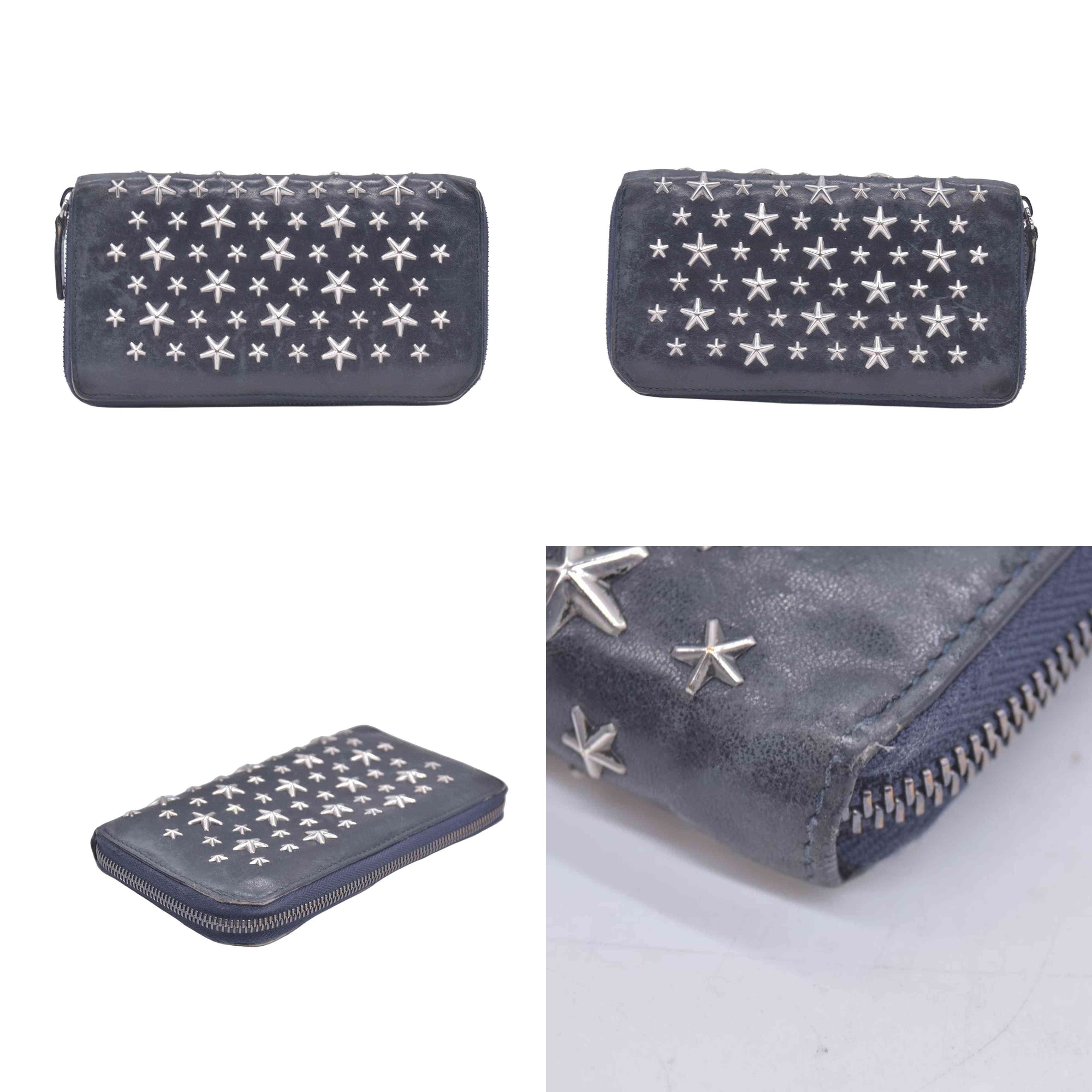 Jimmy Choo Star Zip Around Wallet Black CONSIGNMENT 10020937