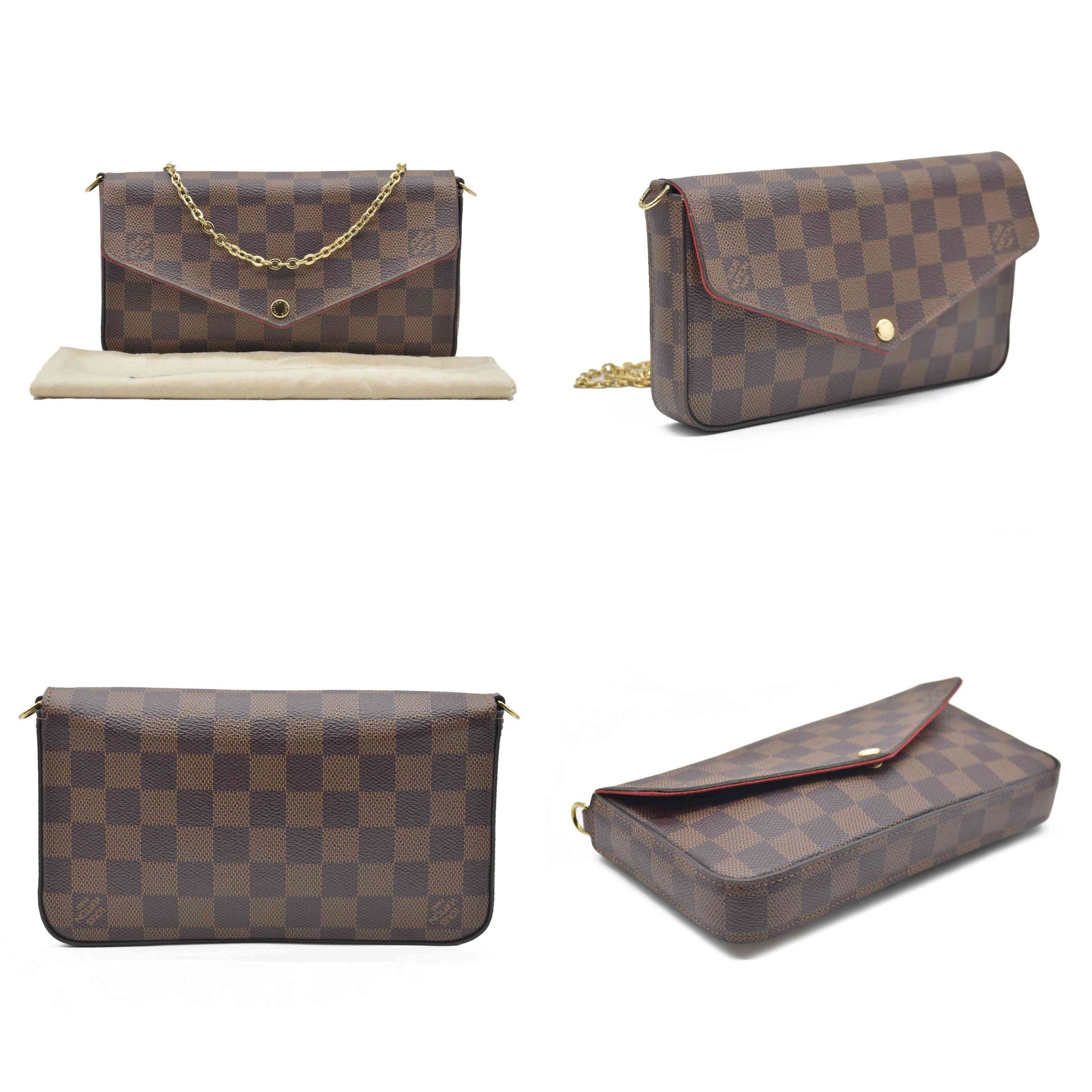 Louis Vuitton Damier Ebene Pochette Félicie Brown Coated Canvas Crossbody Bag