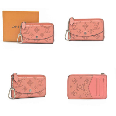 AUCTION $870 Louis Vuitton Mahina Recto Verso Card Holder Coral Leather