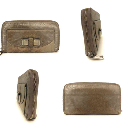 $690 Chloe Lily Leather Zip Around Long Wallet Purse Gold