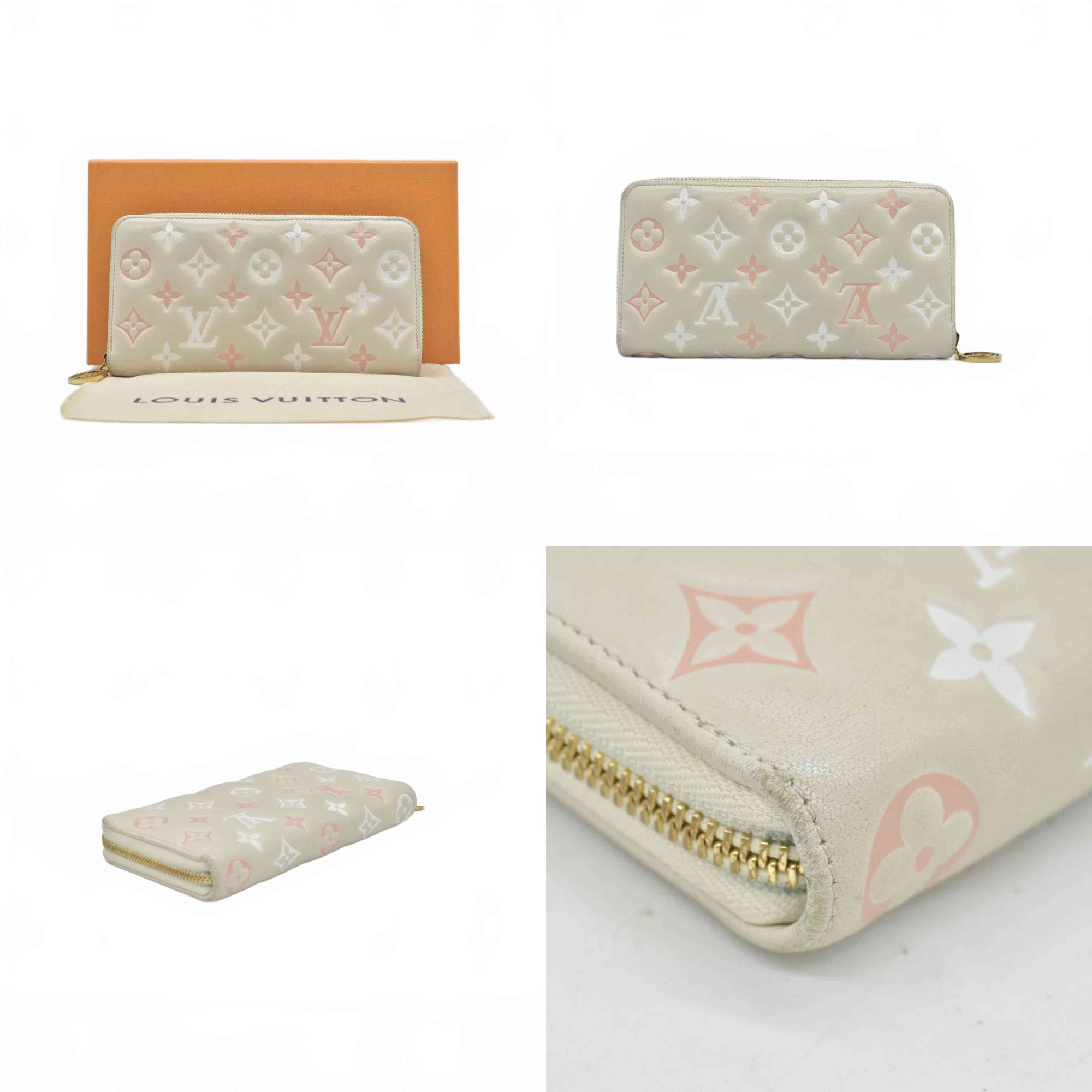 $1490 Louis Vuitton Tricolor Monogram Embossed Lambskin Zippy Wallet 10020060