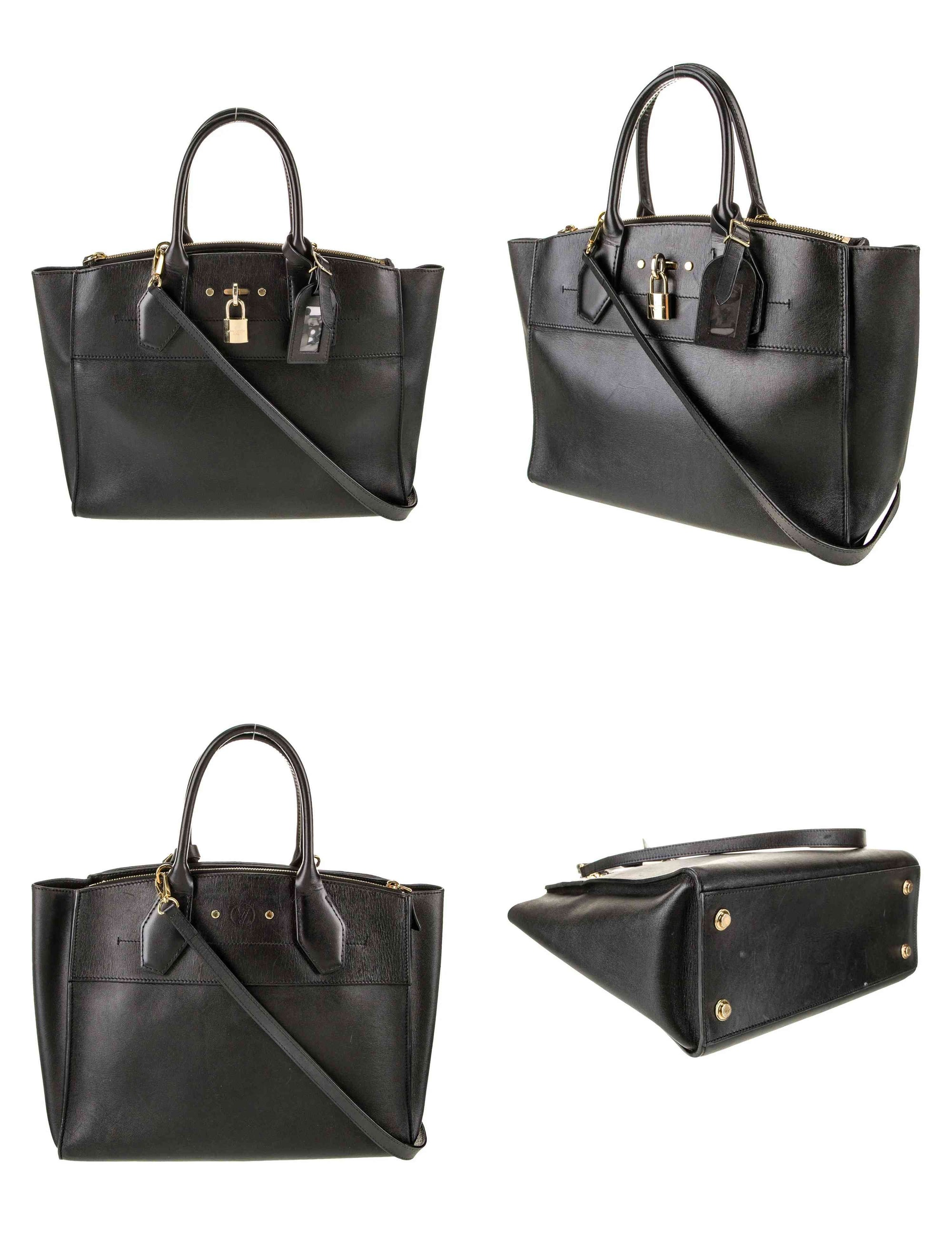 $4250 Louis Vuitton Leather City Steamer MM Black 10020152