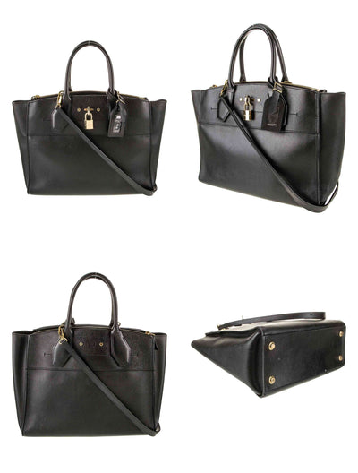 $4250 Louis Vuitton Leather City Steamer MM Black 10020152