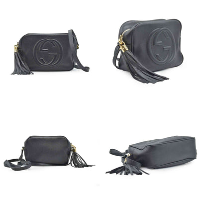 $1490 Gucci Pebbled Calfskin Small Soho Disco Bag Black