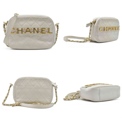 $4100 Chanel Calfskin Quilted Enchained Camera Case Bag White 2020