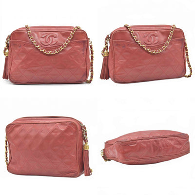 $3850 1986-1988 Chanel Red Lambskin Tassel CC Fringe Camera Bag