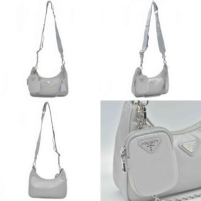 $2250 Prada Nylon Re-Edition 2005 Shoulder Bag Silver 10020038