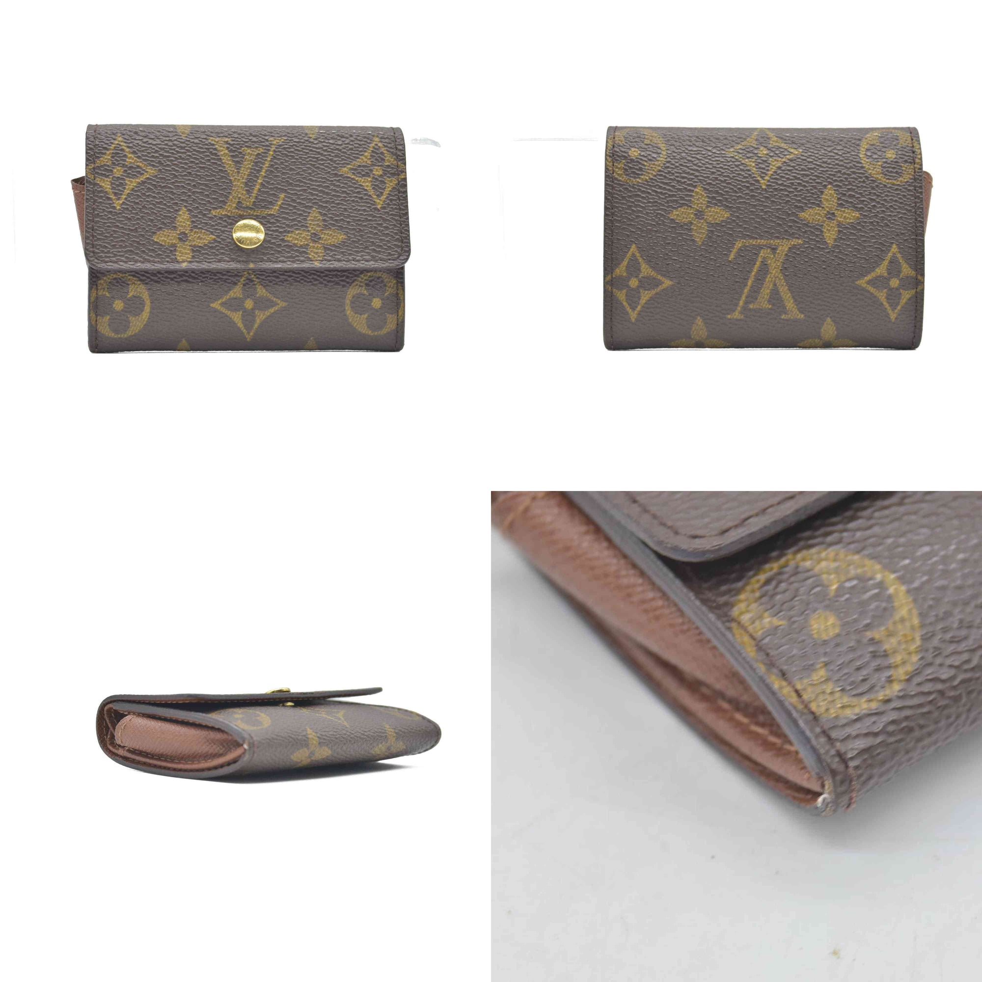 Louis Vuitton Monogram Porte Monnaie Plat Coin Purse Wallet Brown CONSIGNMENT