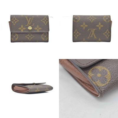 Louis Vuitton Monogram Porte Monnaie Plat Coin Purse Wallet Brown CONSIGNMENT