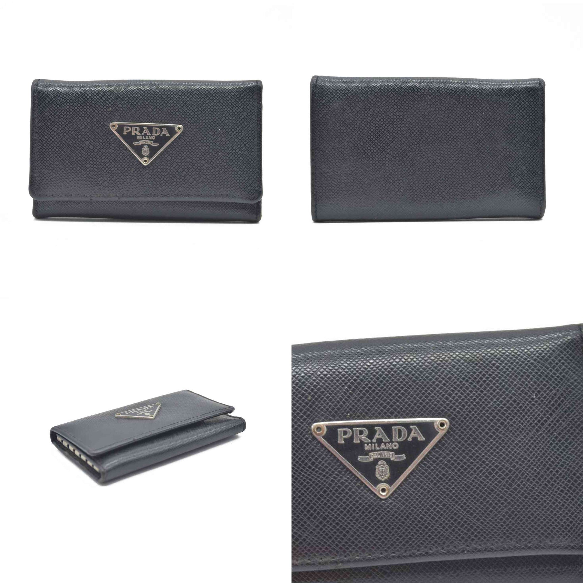 Prada Prada Black Saffiano Leather Key Case Holder
