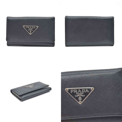 Prada Prada Black Saffiano Leather Key Case Holder