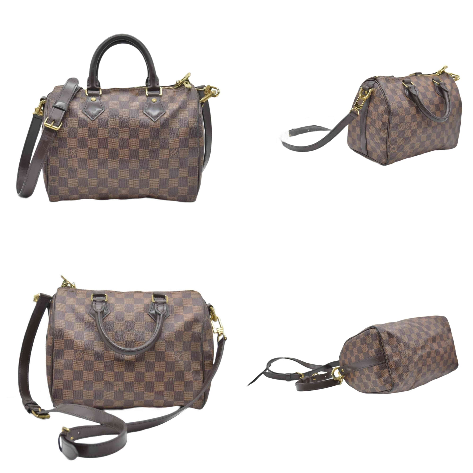 $1,890 LOUIS VUITTON Damier Ebene Speedy Bandouliere 25