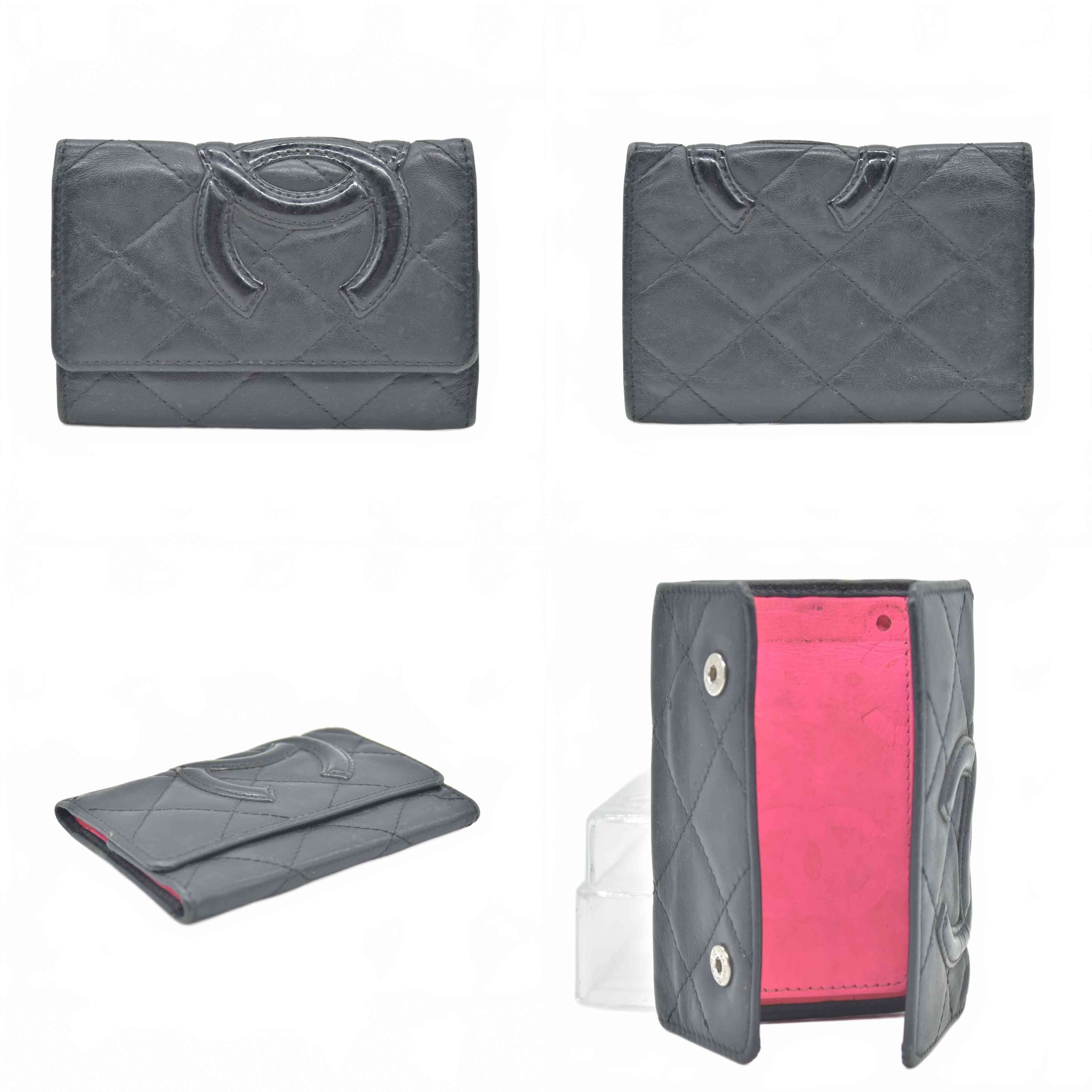 $750 2009 Chanel Cambon Line Quilted Leather Card Holder