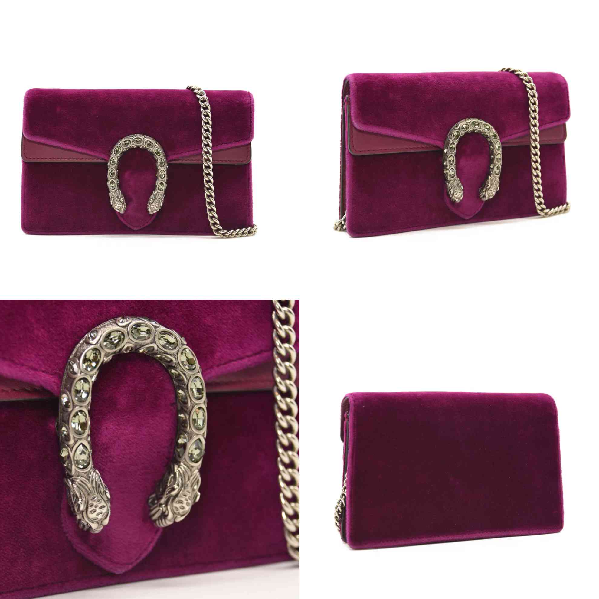 Gucci Velvet Super Mini Dionysus Shoulder Bag Fuchsia Violet Cyclamen