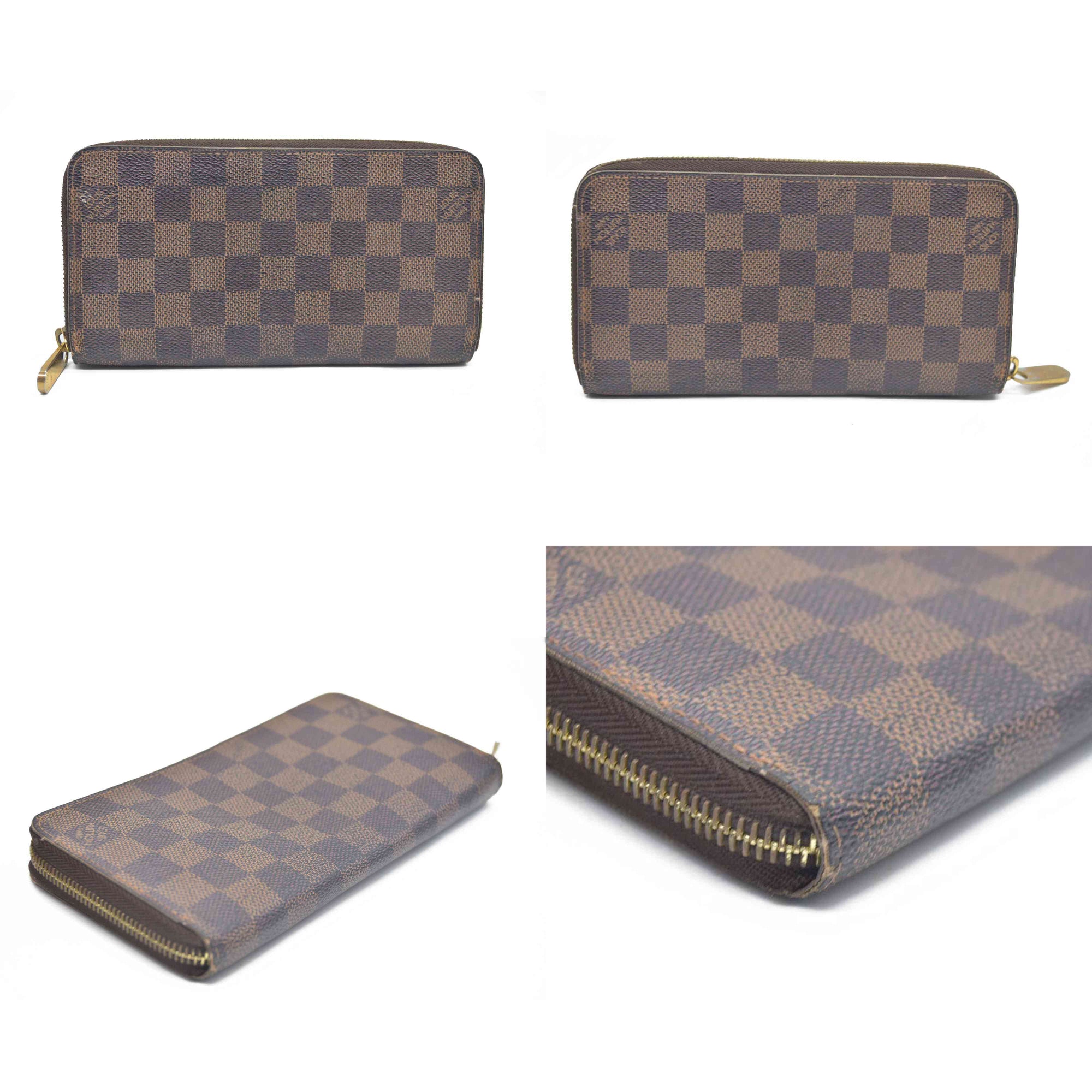 AUCTION $1060 Louis Vuitton Damier Zippy Zip Around Organizer Long Wallet Brown