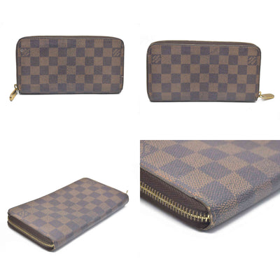 AUCTION $1060 Louis Vuitton Damier Zippy Zip Around Organizer Long Wallet Brown