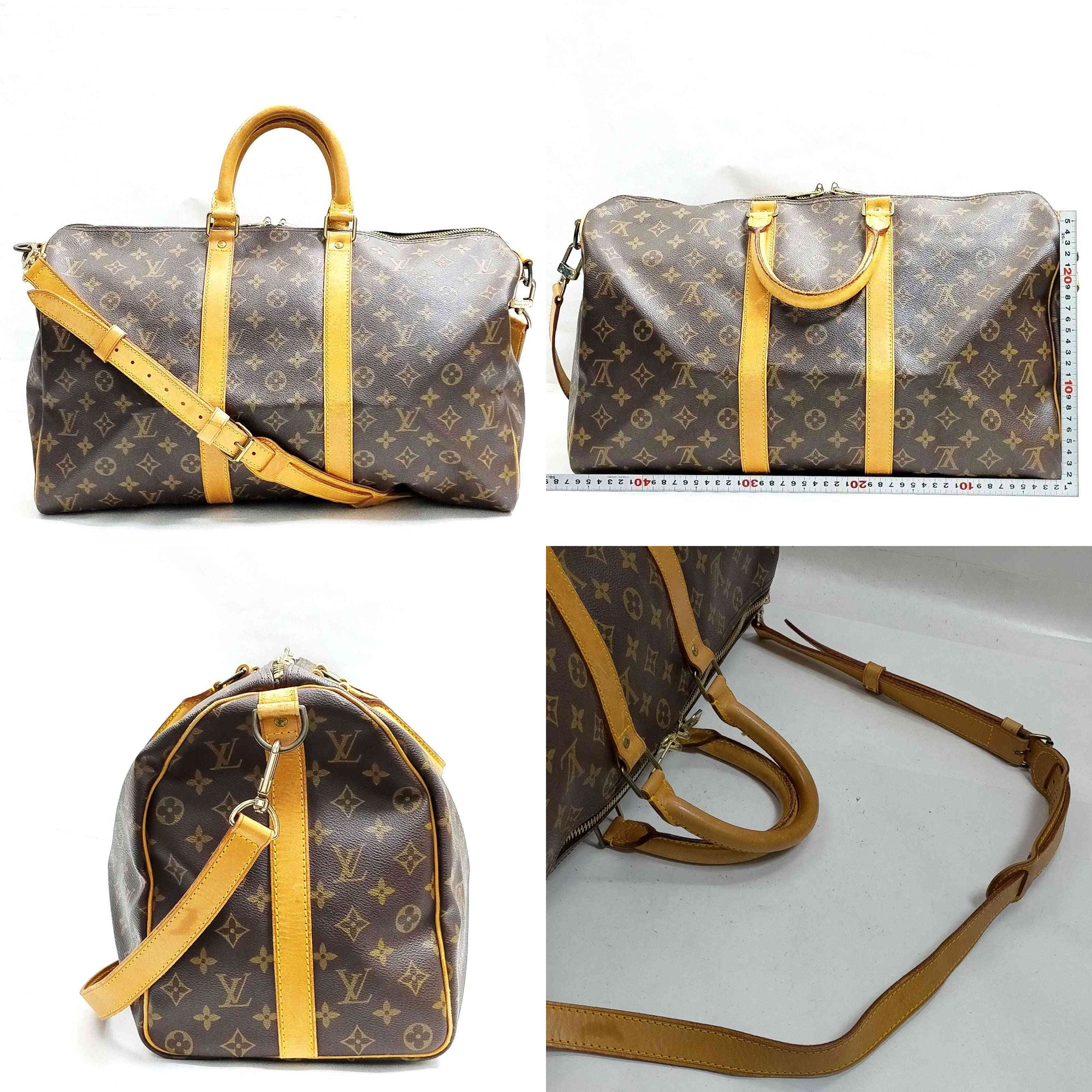 $2650 1991 Louis Vuitton LV Boston Bag Keepall Bandouliere 45 Brown Monogram MI0911