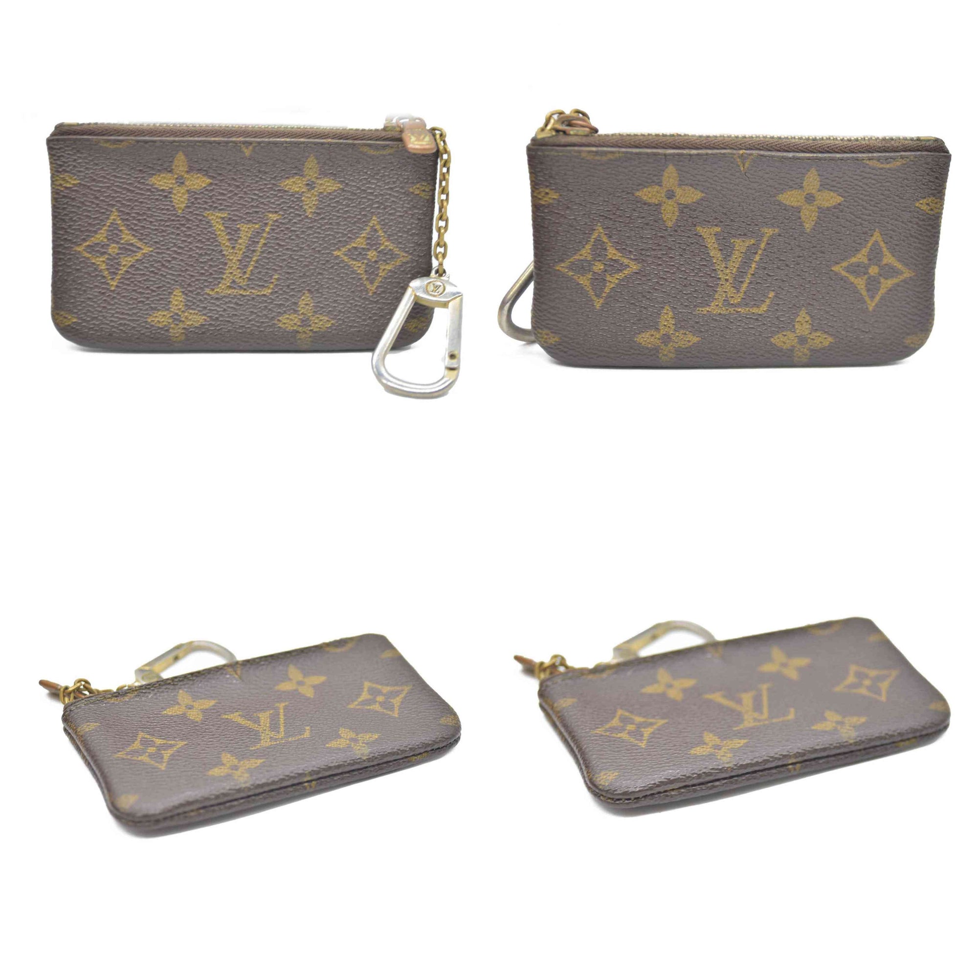 Louis Vuitton Monogram Pochette Cles Wallet Coin Purse Brown