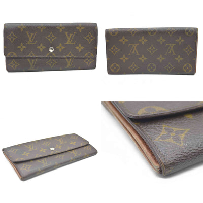 Louis Vuitton Monogram Portefeiulle Sarah Long Bifold Wallet Brown 882AN