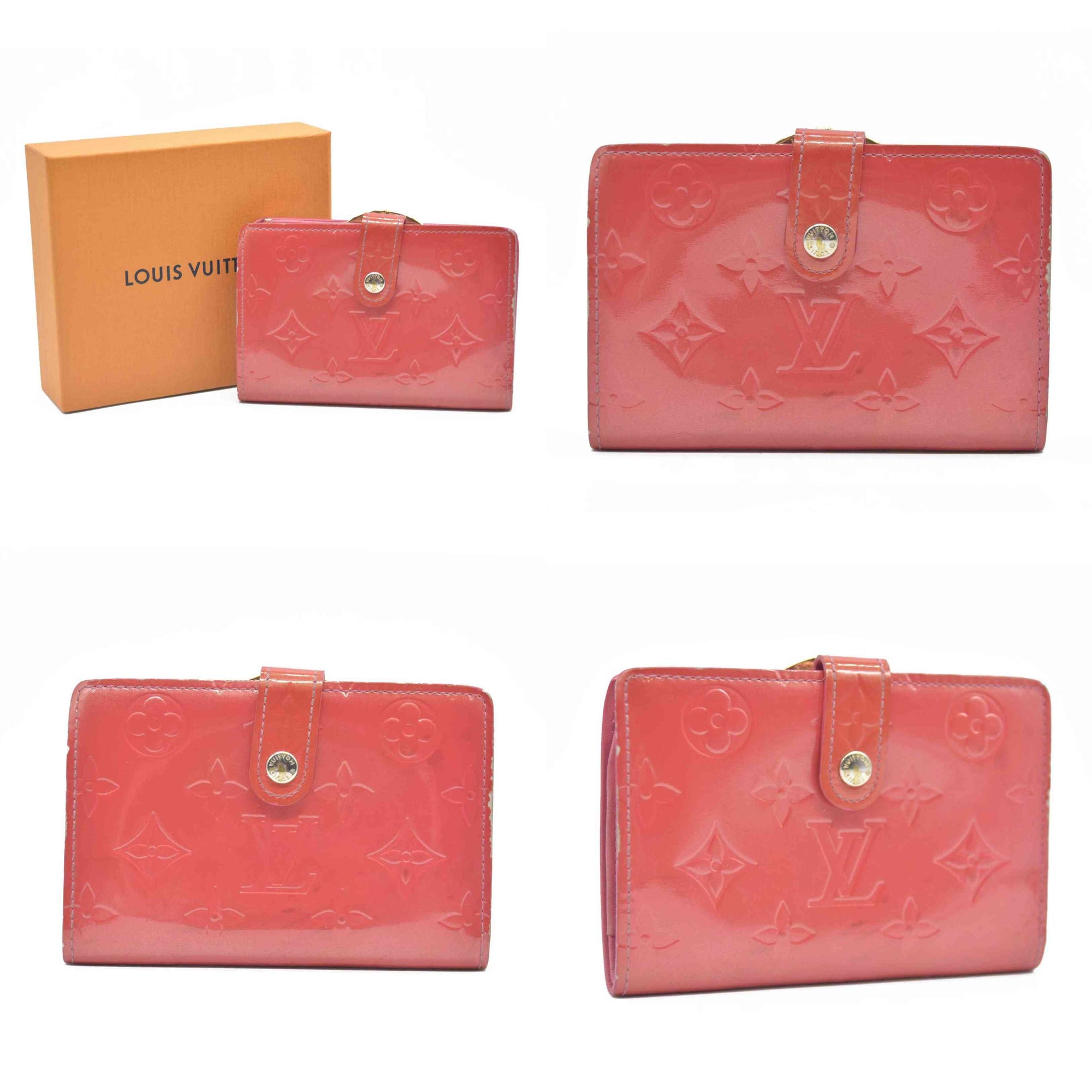 $935 Louis Vuitton Vernis French Purse Wallet Pink Viennois MI1005