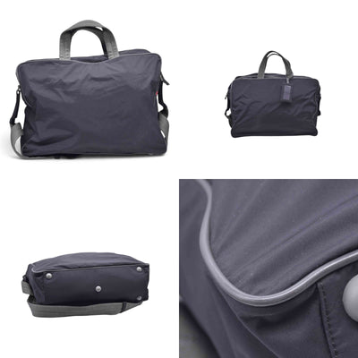 $850 PRADA Linea Rossa Nylon Briefcase Laptop Bag Charcoal Grey CONSIGNMENT 10021198