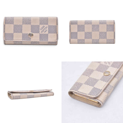 $330 2012 LOUIS VUITTON Damier Azur 4 Key Holder CT3162 CONSIGNMENT 10021446
