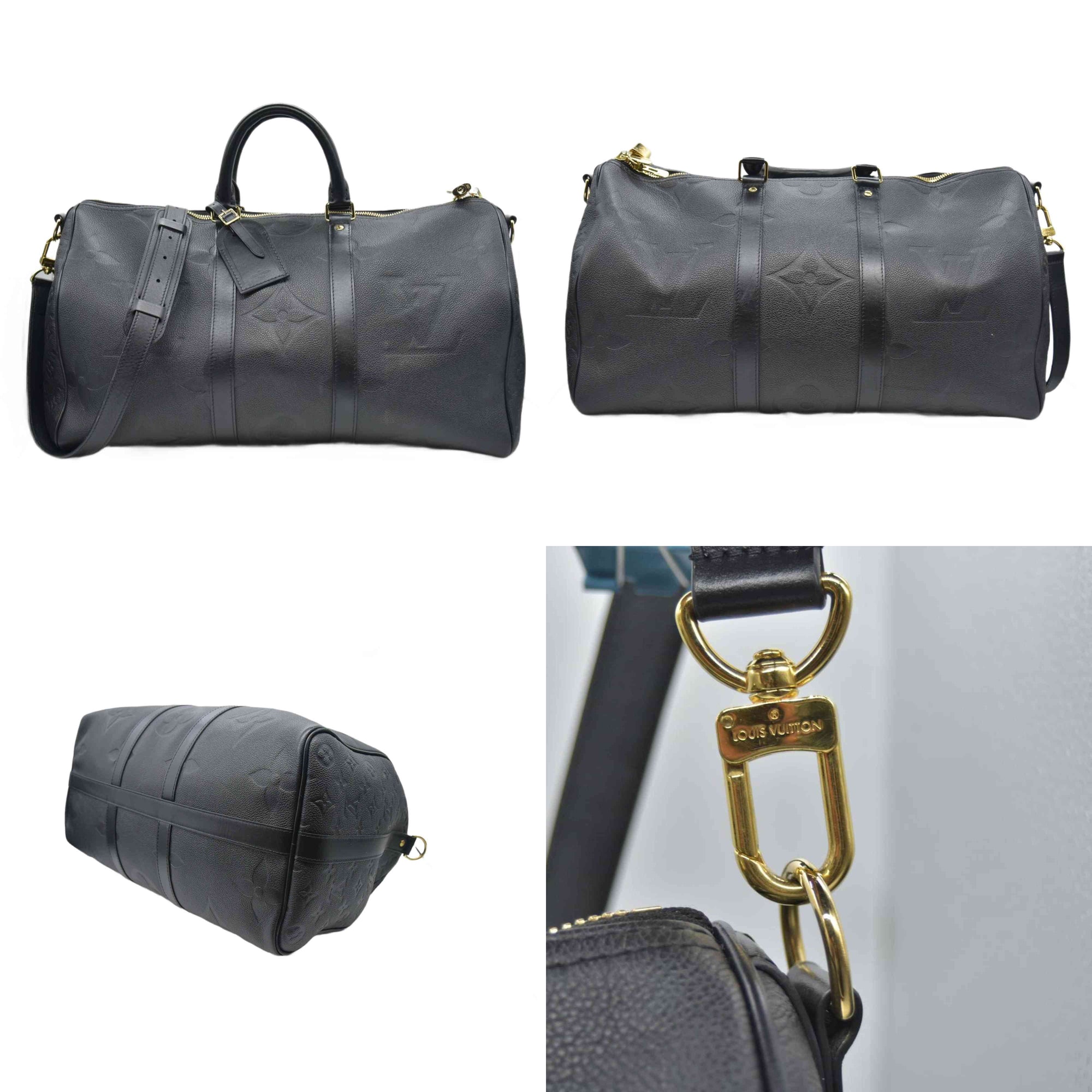 $3900 Louis Vuitton Empreinte Monogram Giant Keepall Bandouliere 45 Black 10020175