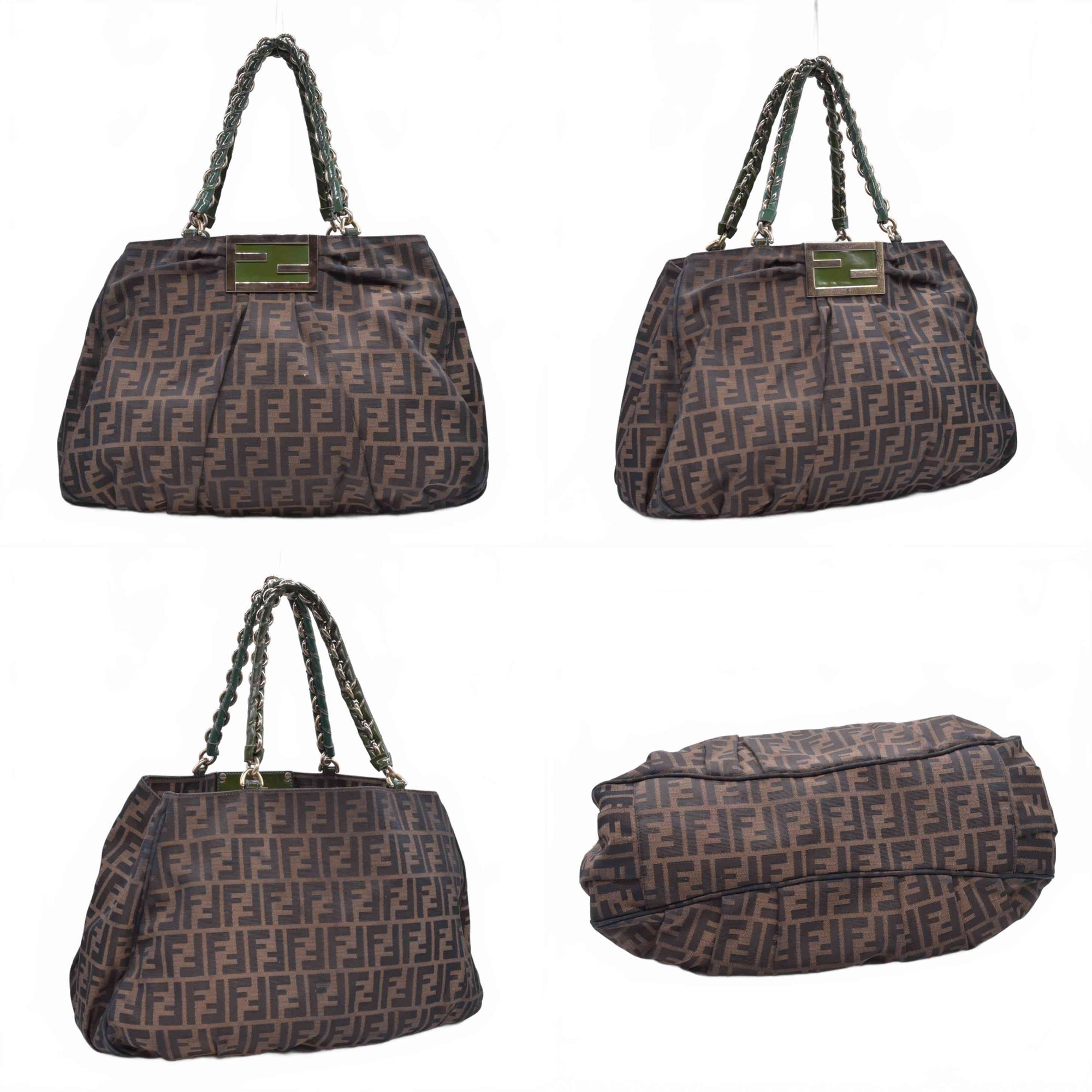 $1435 Fendi Zucca Patent Mia Tote Tobacco CONSIGNMENT
