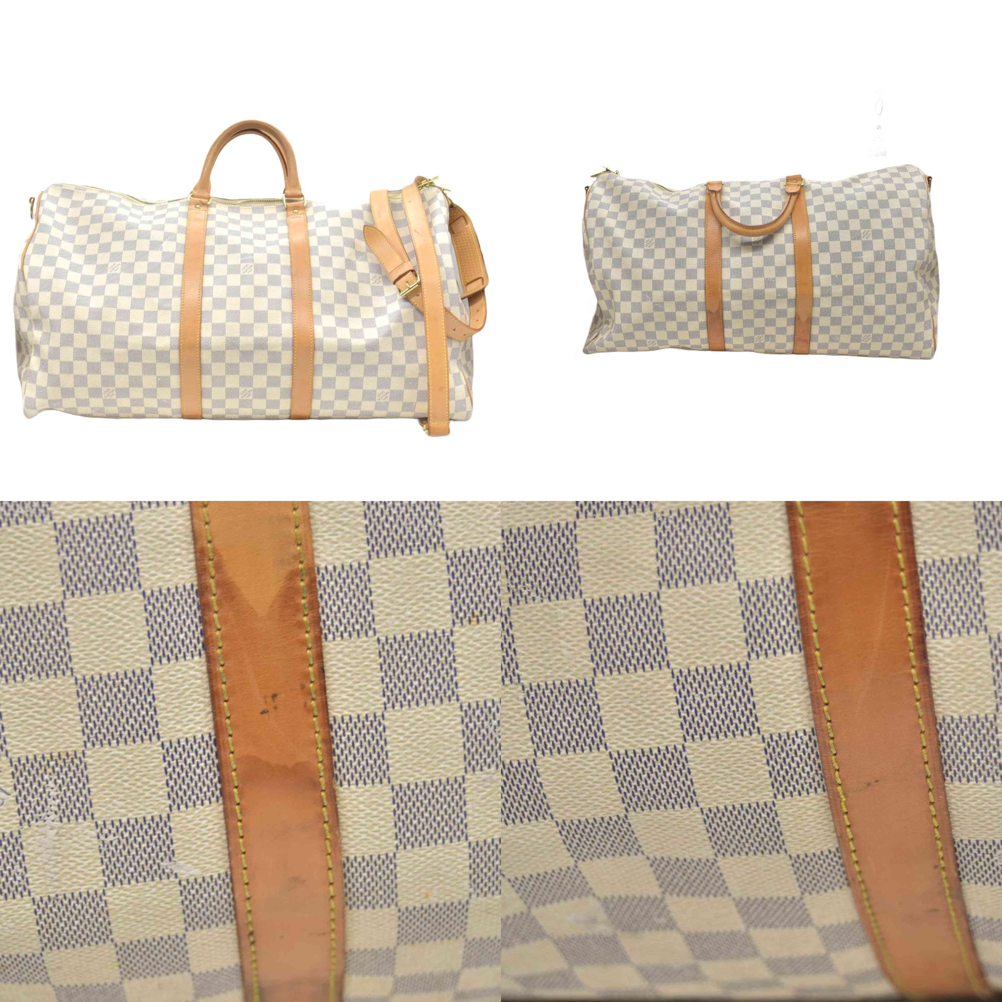 $2700 2007 Louis Vuitton Damier Azur Keepall Bandouliere 55