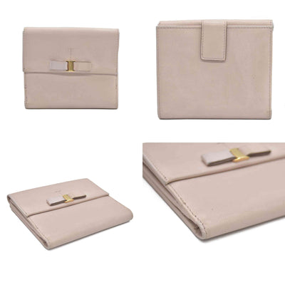Salvatore Ferragamo Vara Ribbon Leather Bifold Wallet Pink