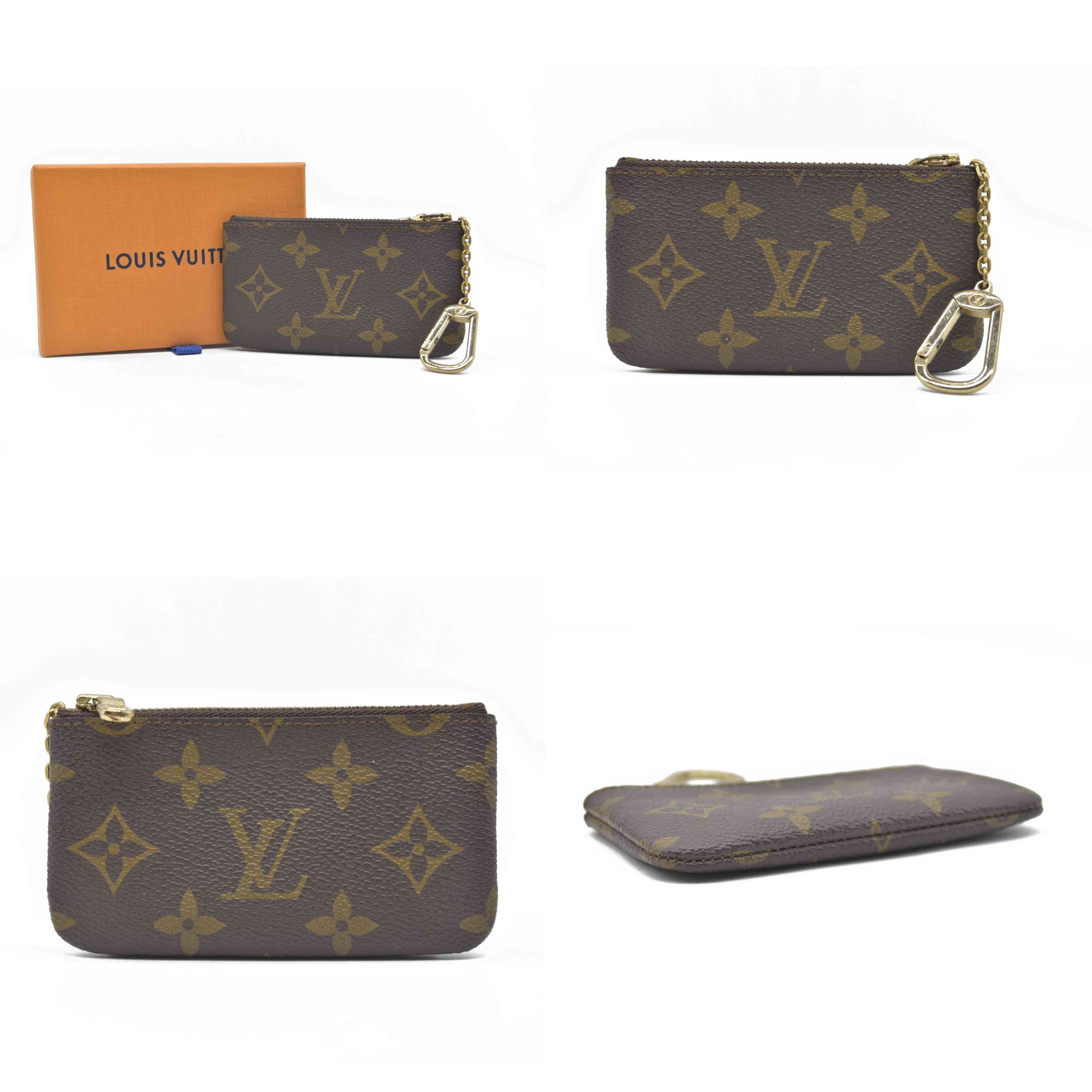 $345 LOUIS VUITTON Monogram Coin Purse Key Pochette Cles 0920ET