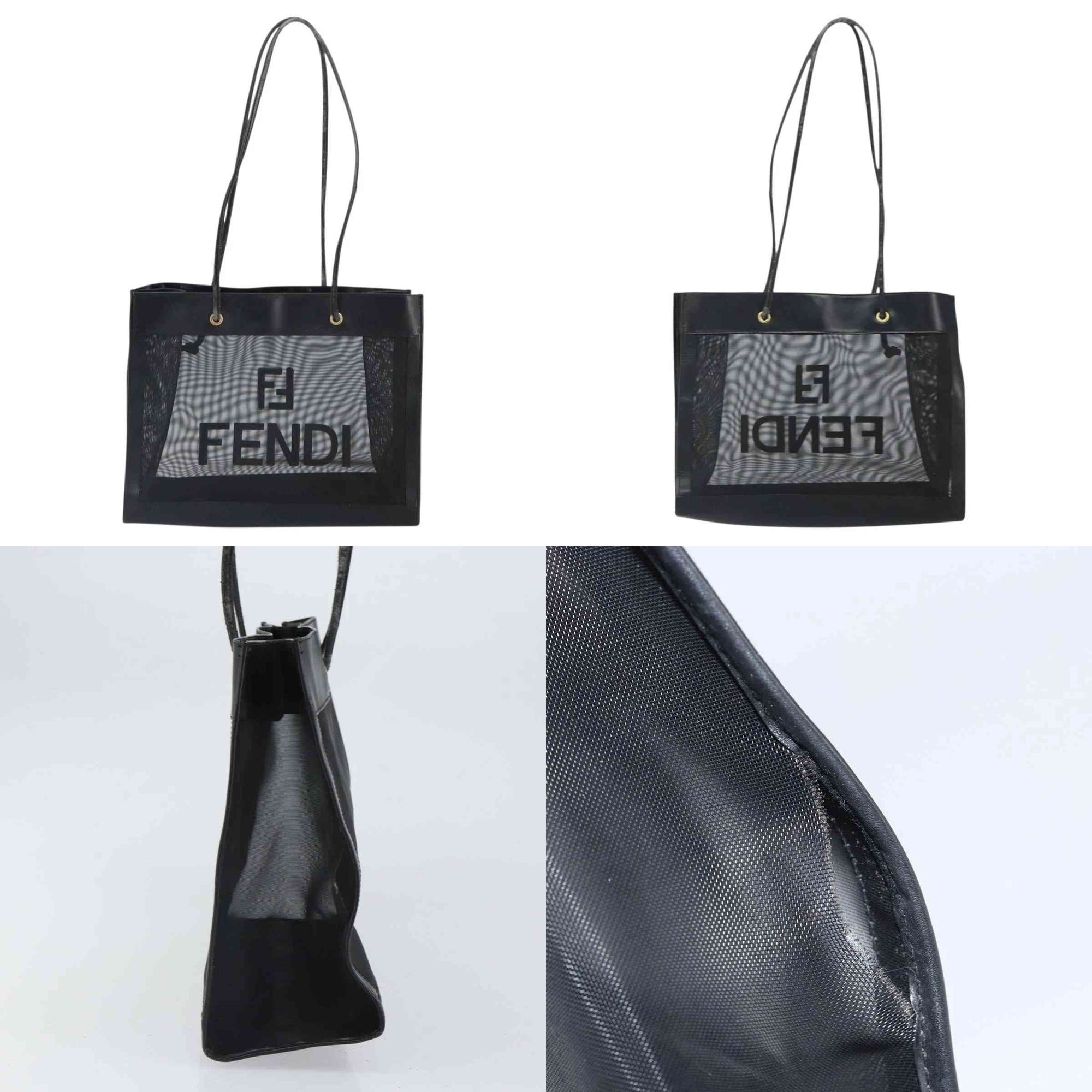 $1650 FENDI Zucca FF Tote Mesh Black Tote 10020342