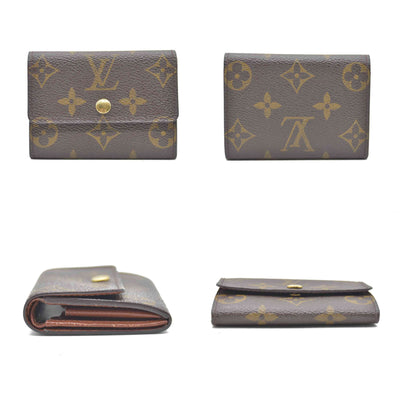 Louis Vuitton Monogram Porte Monnaie Plat Coin Purse Wallet Brown MI0011