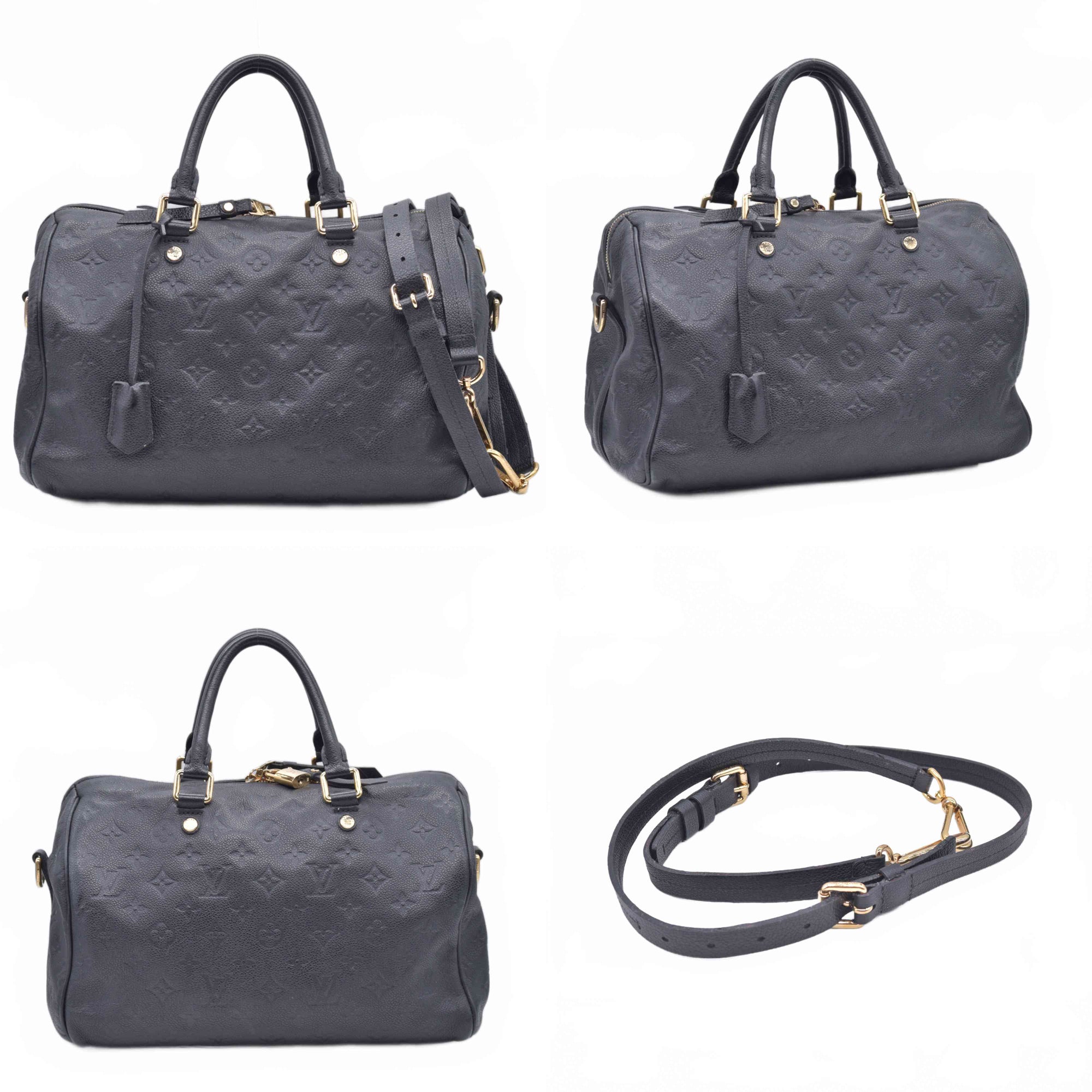 $3050 2014 Louis Vuitton Empreinte Speedy Bandouliere 30 Black 10021270 AH1174