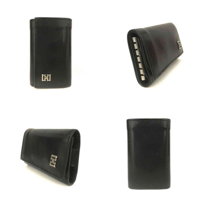 Salvatore Ferragamo Gancini Leather 6 Ring Key Case Black