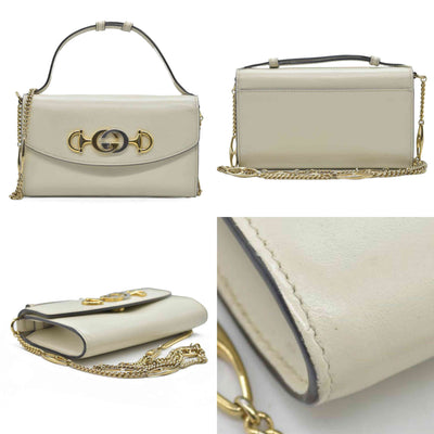 $1980 Gucci Cream Zumi Top Handle Chain Flap Interlocking G Horsebit