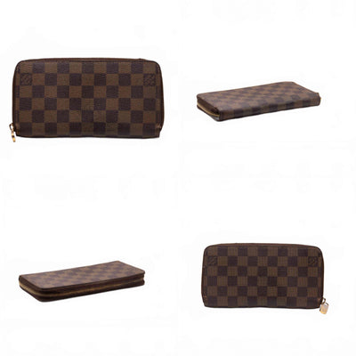 $960 2008 Louis Vuitton Damier Zippy Zip Around Long Wallet Purse Brown CA5018 CA0518