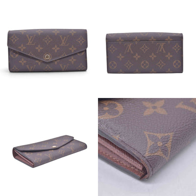 $790 LOUIS VUITTON Monogram Envelope Portefeuille Sarah Wallet Brown 10021369