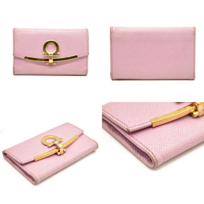 Salvatore Ferragamo Gancini Leather 6 Ring Key Case Pink