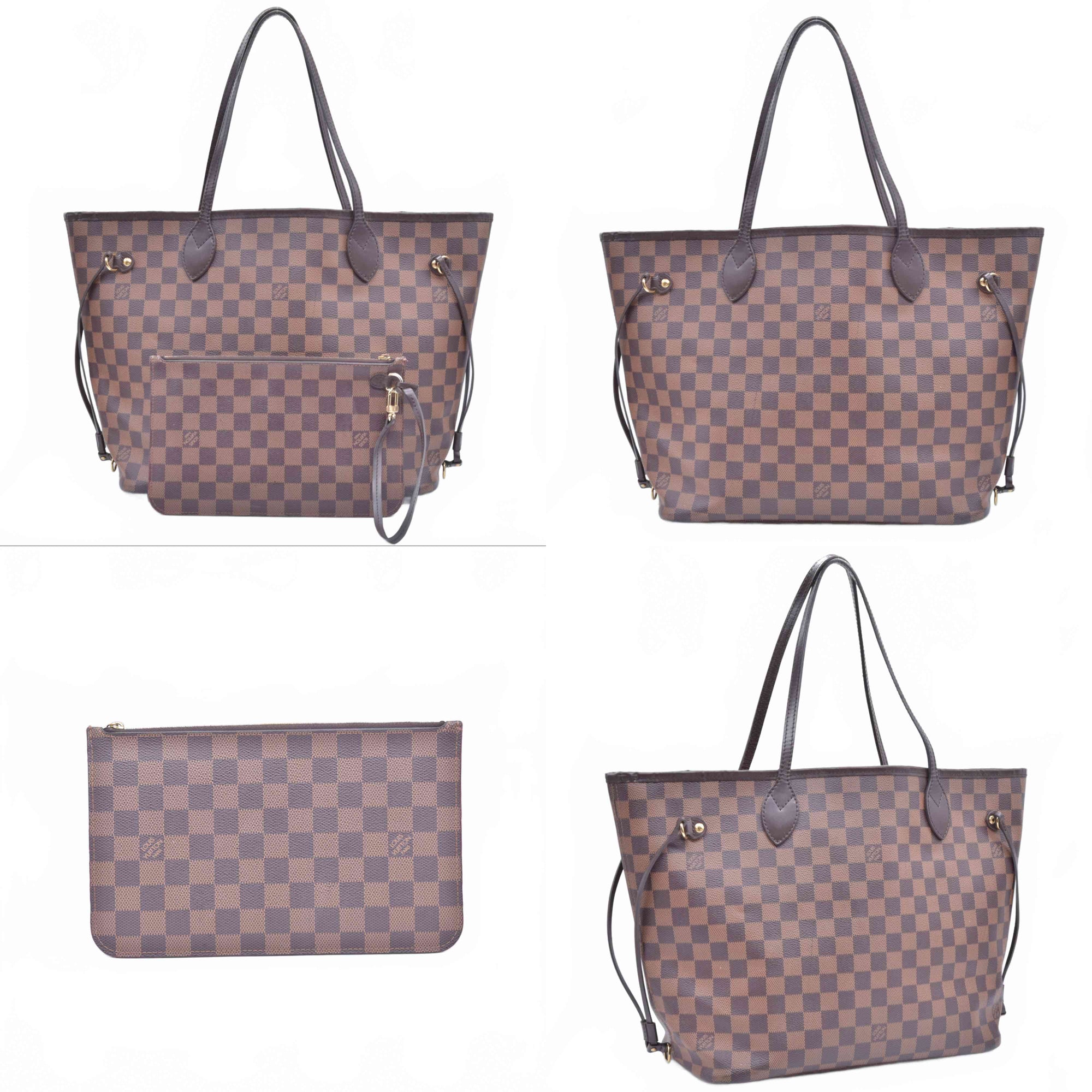 $2240 2018 Louis Vuitton Damier Ebene Neverfull MM with Pouch GI1118 10021407