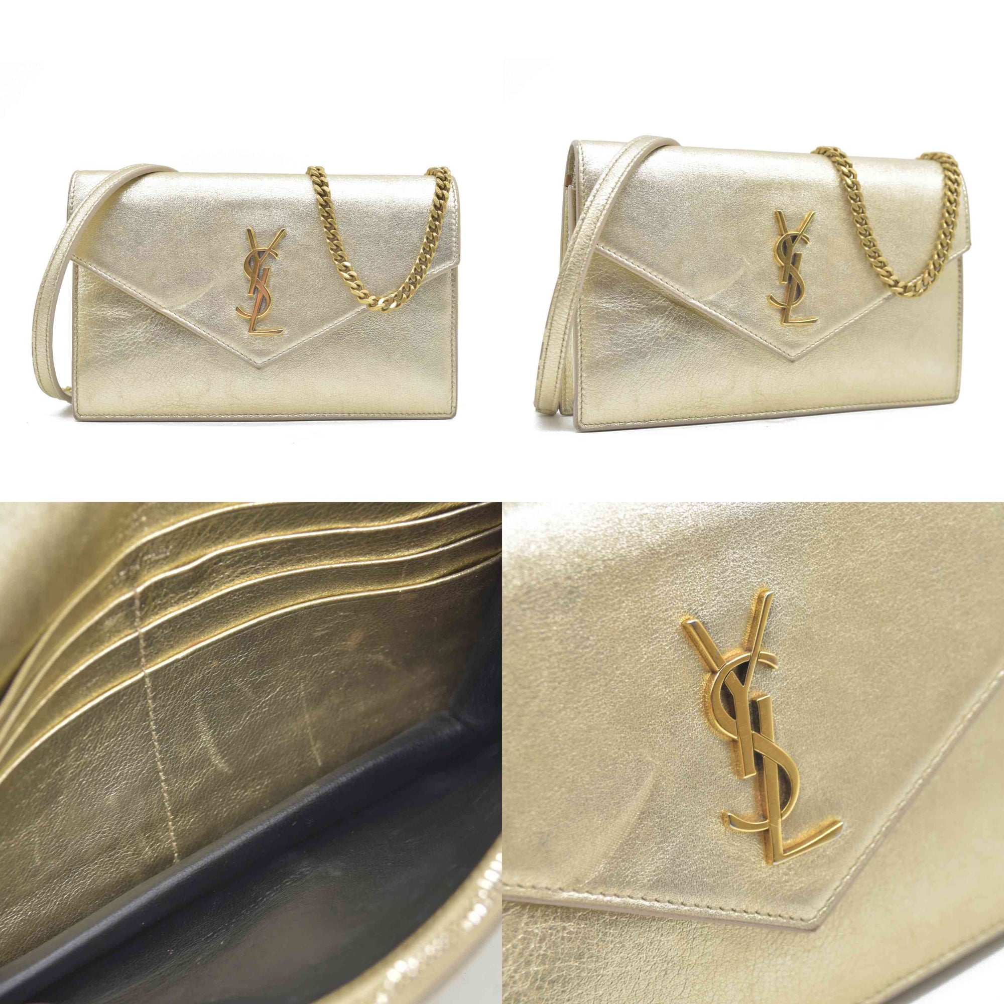 $1490 Saint Laurent Leather Evening Bag