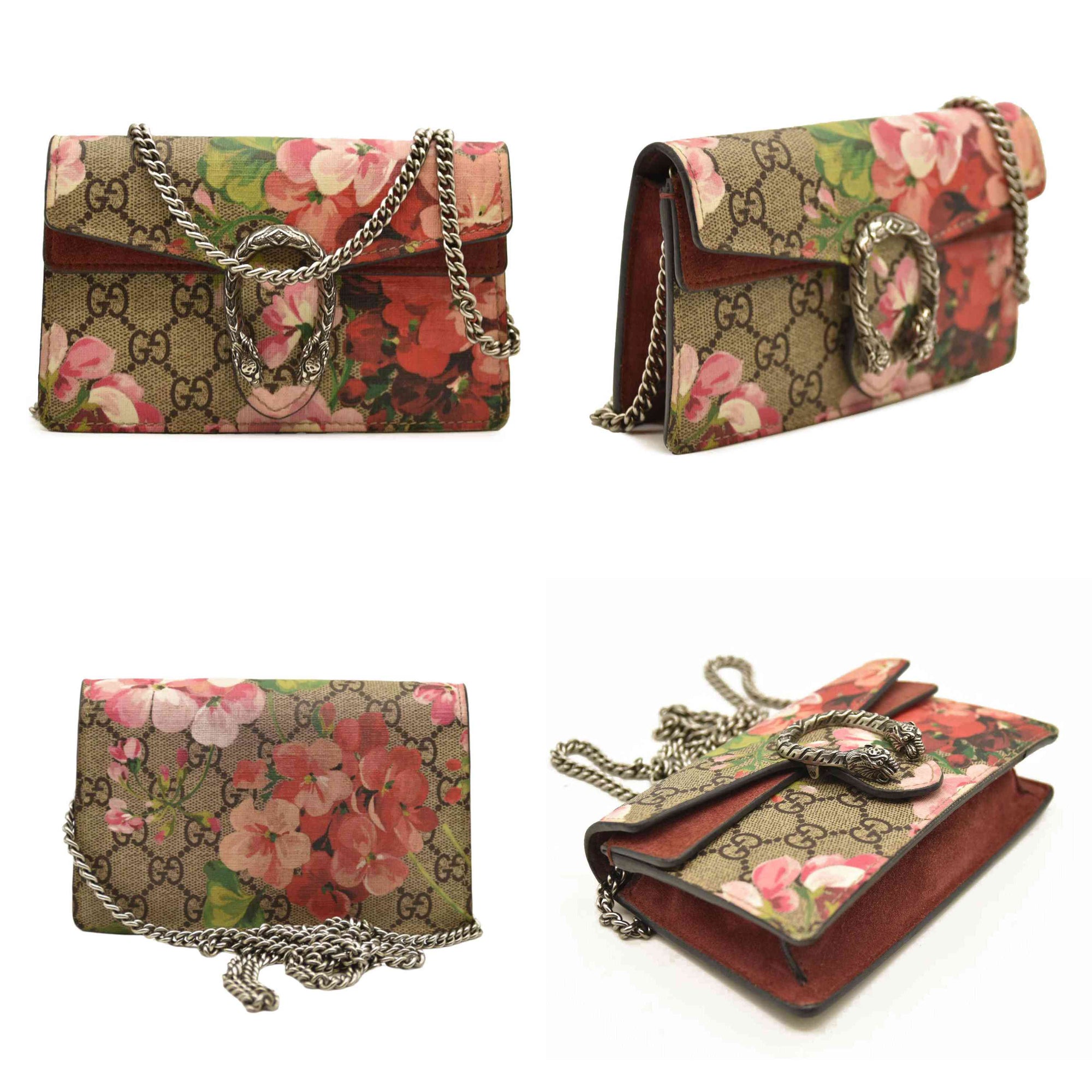 Gucci  GG Supreme Monogram Blooms Super Mini Dionysus Shoulder Bag Beige Multicolor Dry Rose