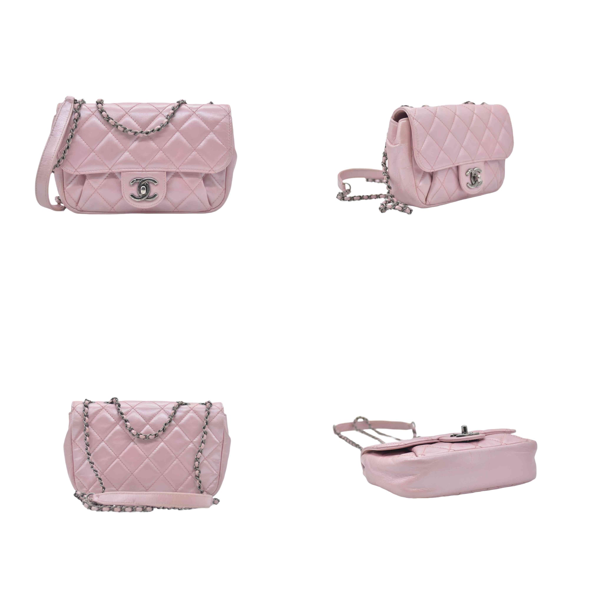 $3200 Chanel  Coco Pleats Flap Bag Pink 10020380