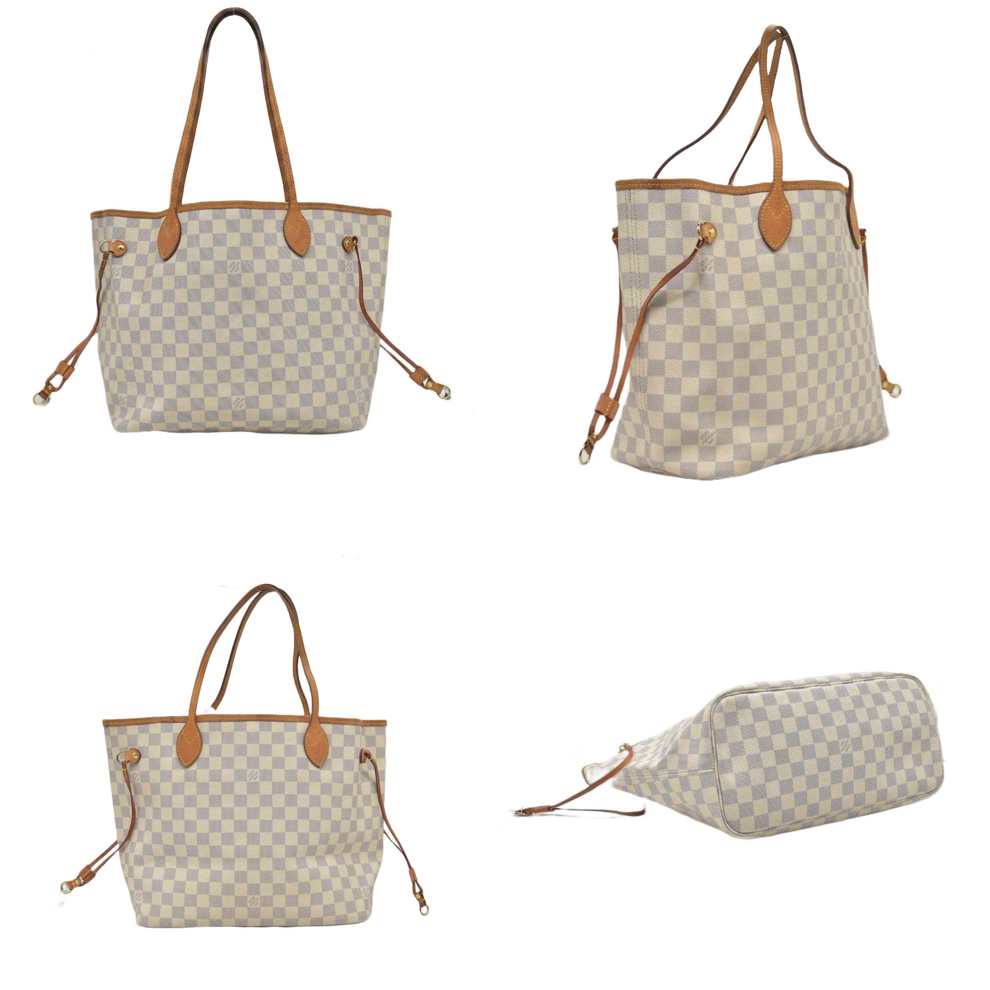 $2240 2010 Louis Vuitton Damier Azur Neverfull MM Rose Ballerine AR1120